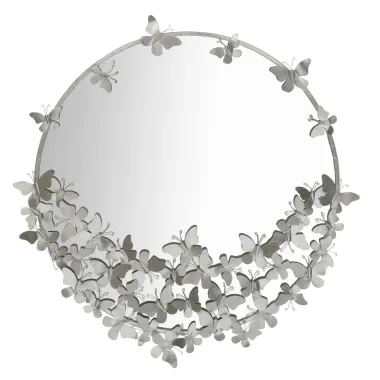 LUSTRO FARFALLE OKRĄGŁE SREBRNE 91x3x94 cm